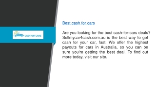 Best Cash For Cars  Sellmycar4cash.com.au