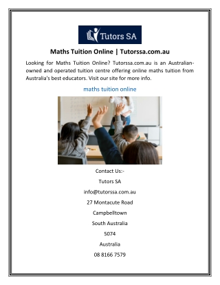 Maths Tuition Online | Tutorssa.com.au