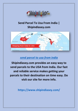 Send Parcel To Usa From India | Shipindiasey.com