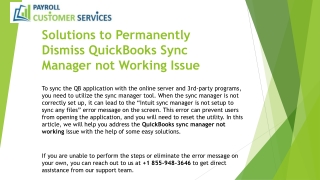 Solutions to Permanently Dismiss QuickBooks Sync Manager not Working Issue