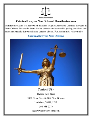 Criminal Lawyers New Orleans | Haroldweiser.com