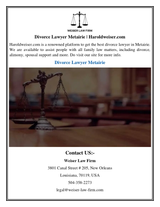 Divorce Lawyer Metairie | Haroldweiser.com