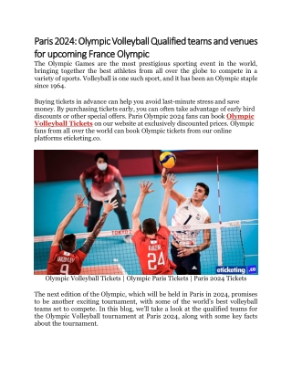 Paris 2024 Olympic Volleyball Qualified teams and venues for upcoming France Olympic