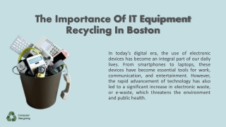 IT Equipment Recycling Boston