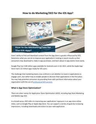 How to do Marketing_SEO for the iOS App_