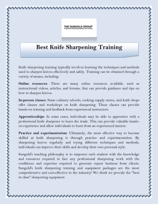 Best Knife Sharpening Training