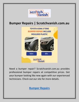 Bumper Repairs | Scratchvanish.com.au