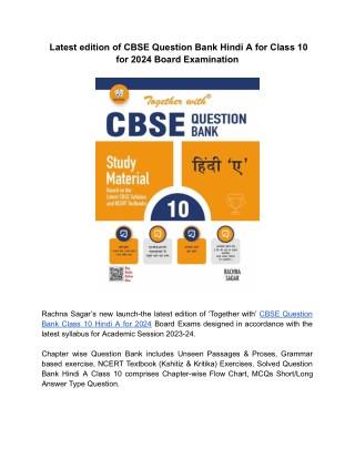 Together with Class 10 Hindi A CBSE Question Bank