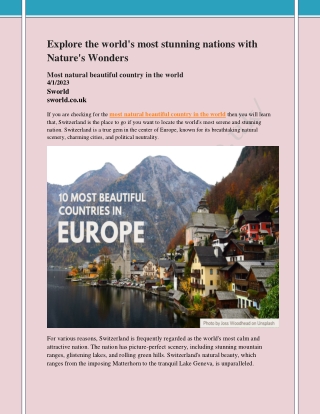 Explore the world's most stunning nations with Nature's Wonders