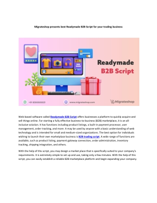 Migrateshop presents best Readymade B2B Script for your trading business