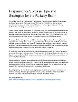 Preparing for Success: Tips and Strategies for the Railway Exam