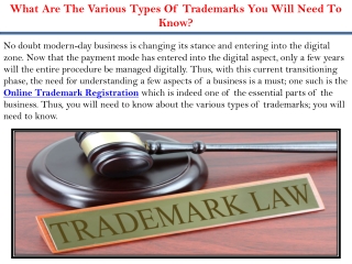 What Are The Various Types Of Trademarks You Will Need To Know?
