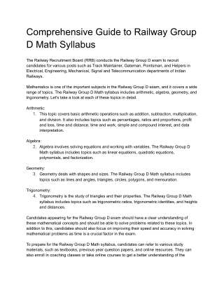 Comprehensive Guide to Railway Group D Math Syllabus