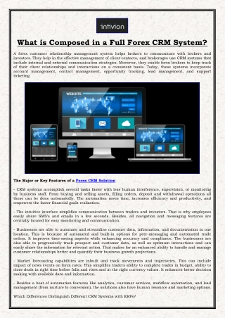 What is Composed in a Full Forex CRM System?