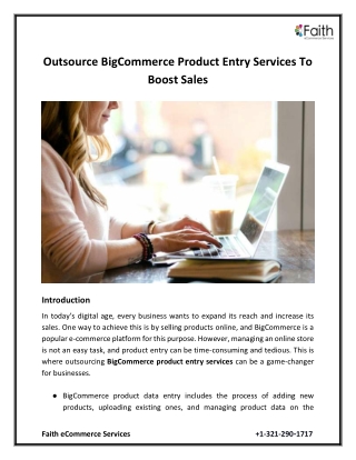 Outsource BigCommerce Product Entry Services To Boost Sales