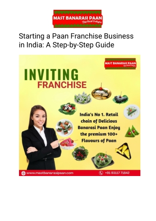 Starting a Paan Franchise Business in India_ A Step-by-Step Guide