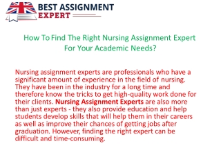 How To Find The Right Nursing Assignment Expert For Your Academic Needs. (1)