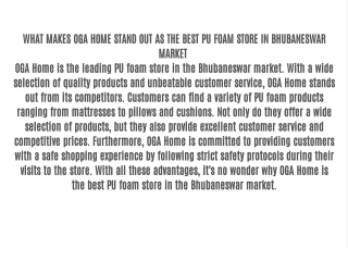 WHAT MAKES OGA HOME STAND OUT AS THE BEST PU FOAM STORE IN BHUBANESWAR MARKET