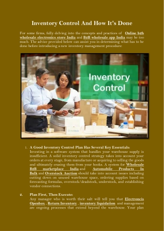 Inventory Control And How It's Done