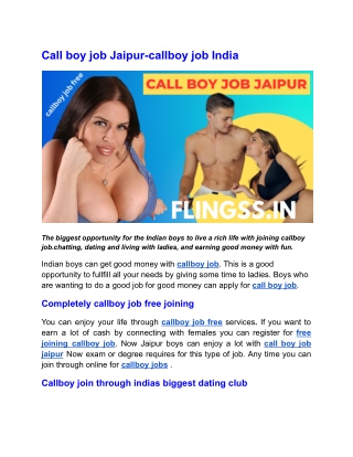 Call boy job Jaipur-callboy job India