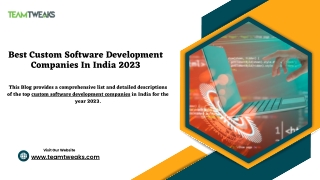 Best Custom Software Development Companies In India 2023