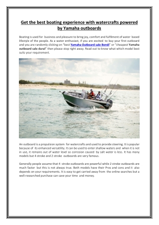 Get the best boating experience with watercrafts powered by Yamaha outboards