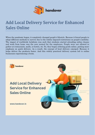 Add Local Delivery Service for Enhanced Sales Online-JobsYahan