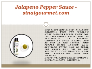 Jalapeno Pepper Sauce - sinaigourmet.com