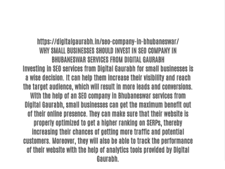 WHY SMALL BUSINESSES SHOULD INVEST IN SEO COMPANY IN BHUBANESWAR SERVICES FROM DIGITAL GAURABH