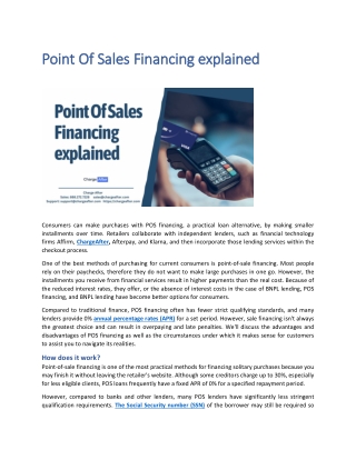 Point Of Sales Financing explained