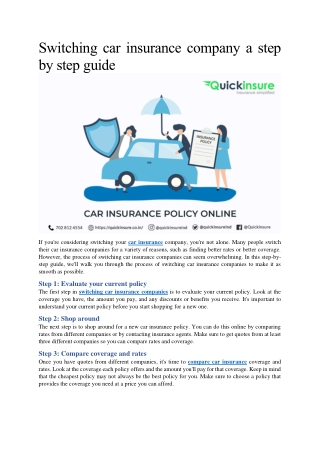 Switching car insurance company a step by step guide