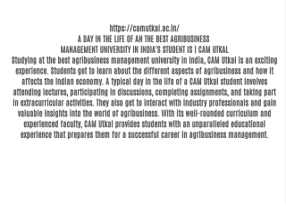 A DAY IN THE LIFE OF AN THE BEST AGRIBUSINESS MANAGEMENT UNIVERSITY IN INDIA'S STUDENT IS | CAM UTKAL