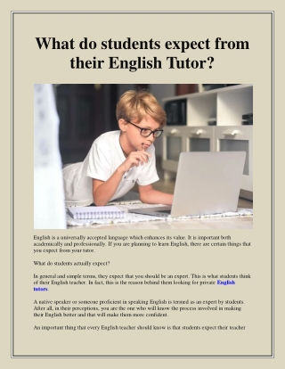 What do students expect from their English Tutor?