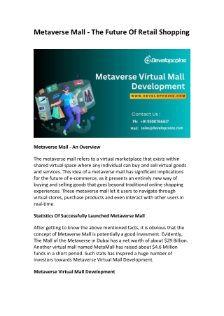 Create Virtual Mall In Metaverse Space