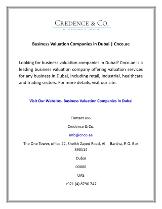 Business Valuation Companies in Dubai  Cnco.ae