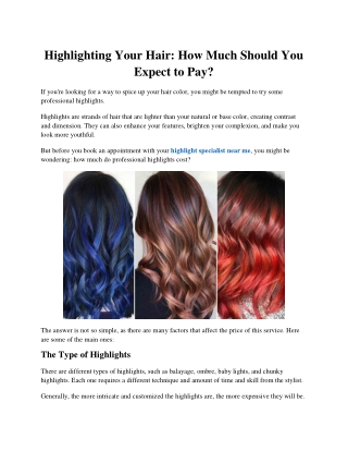 Highlighting Your Hair How Much Should You Expect to Pay