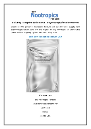 Bulk Buy Tianeptine Sodium Usa  Buynootropicsforsale.com.com