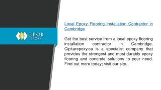 Local Epoxy Flooring Installation Contractor In Cambridge Cipkarepoxy.ca