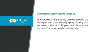 Commercial Epoxy Flooring Waterloo Cipkarepoxy.ca