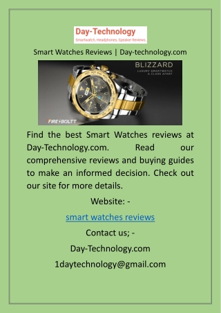 Smart Watches Reviews  Day-technology