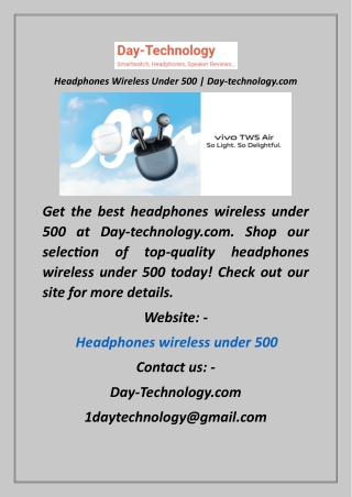 Headphones Wireless Under 500  Day-technology