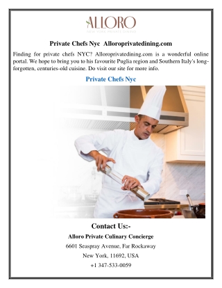 Private Chefs Nyc | Alloroprivatedining.com