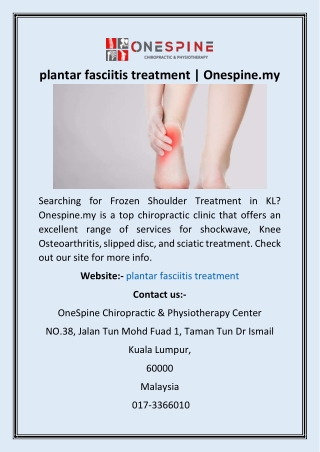 plantar fasciitis treatment  Onespine.my