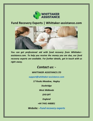 Fund Recovery Experts  Whittaker assistance com