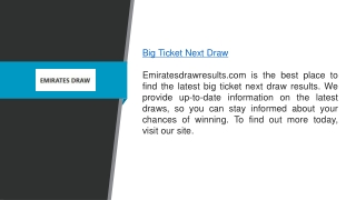 Big Ticket Next Draw  Emiratesdrawresults.com