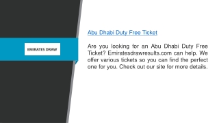 Abu Dhabi Duty Free Ticket  Emiratesdrawresults.com