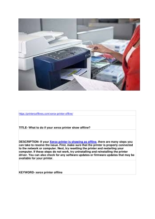 What to do if your xerox printer show offline?