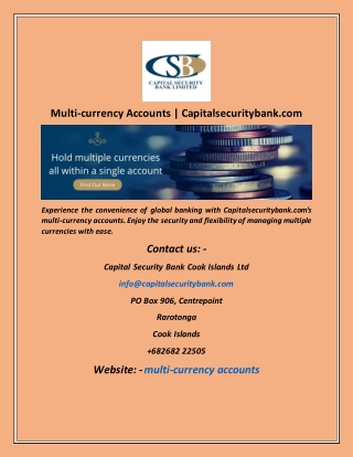 Multi-currency Accounts  Capitalsecuritybank com