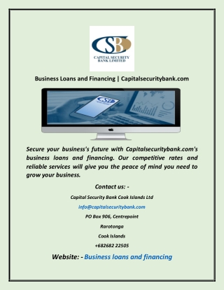 Business Loans And Financing  Capitalsecuritybank com