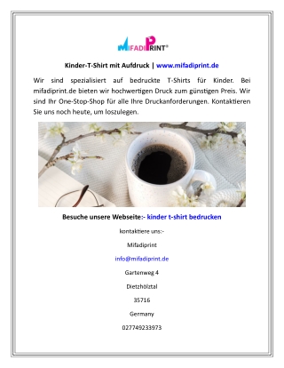 Kinder-T-Shirt mit Aufdruck  www.mifadiprint.de